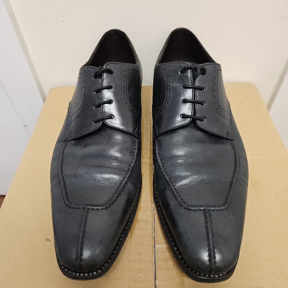 Canali Men’s Black Leather Dress Shoes – Made in Italy – Size 10 / EU 43